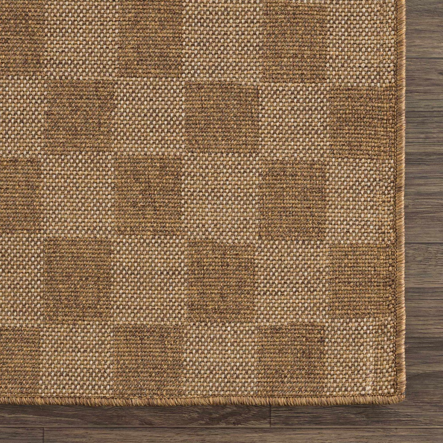Kuval Checkered Brown Outdoor Rug